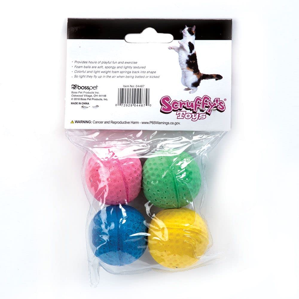Boss Pet Scruff's springy foam ball in flight encouraging active, interactive cat exercise
