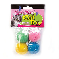 Boss Pet Scruff's colorful foam balls side view for quiet, mess-free cat play