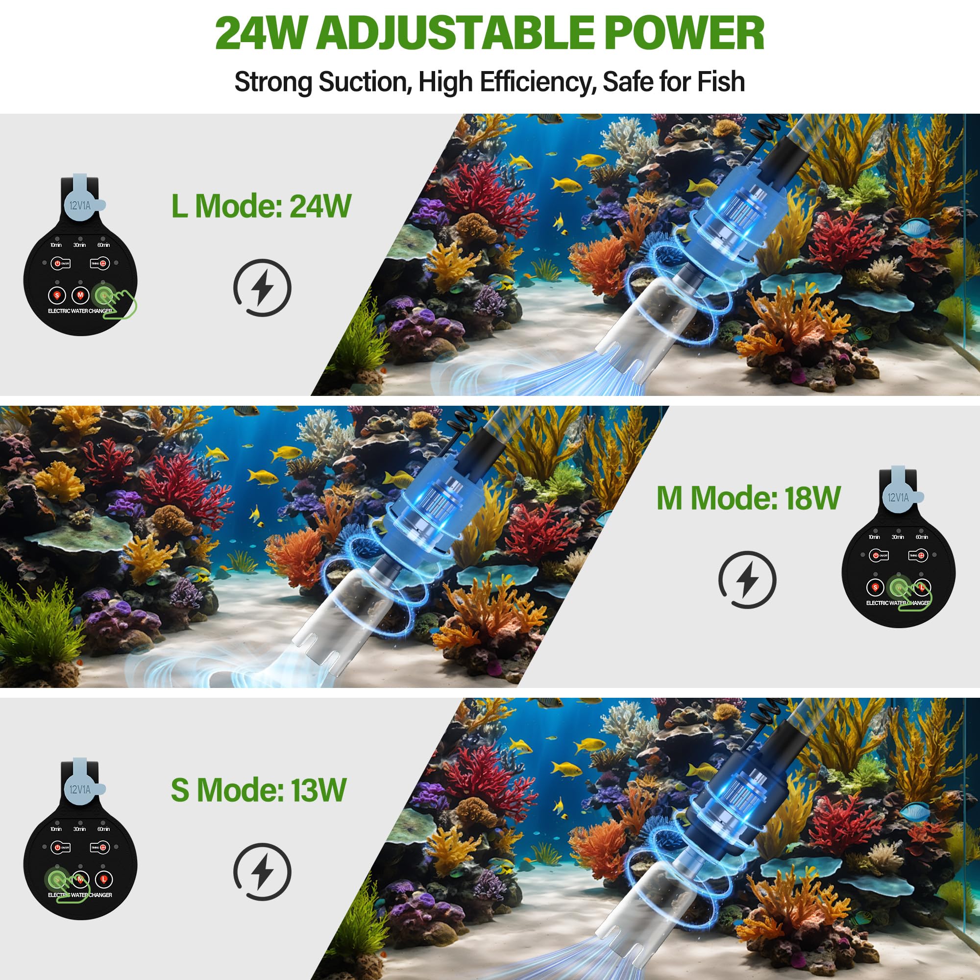 BOSTANA vacuum in use performing a water change for a clearer tank.