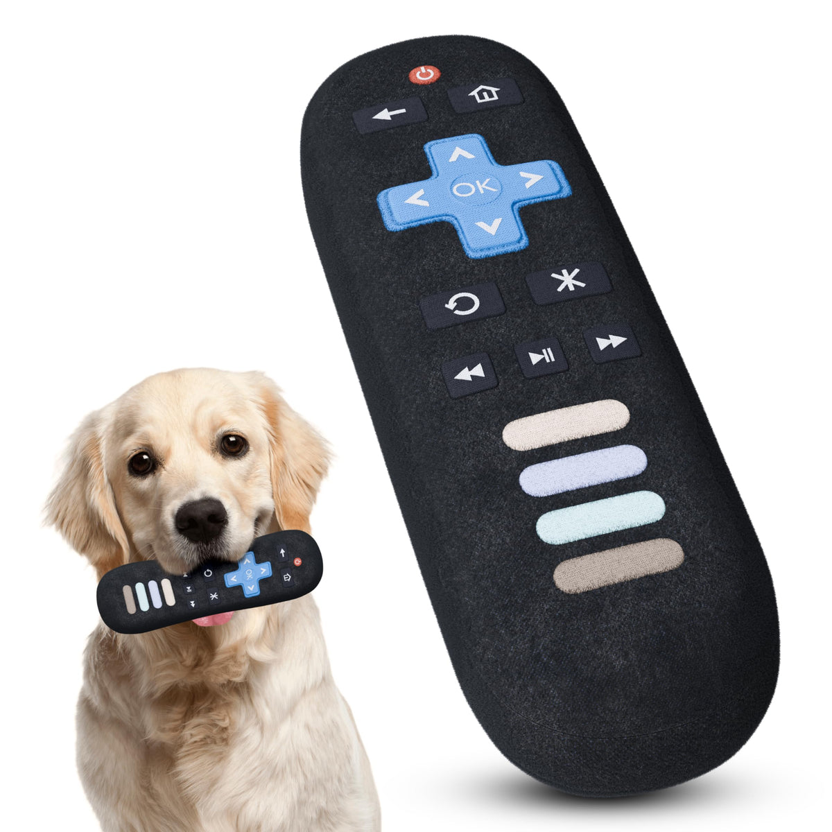 Both Tails remote-design dog toy sparks playful interaction and photo-worthy moments.