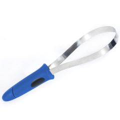 BOTH WINNERS dual-sided shedding blade with blue handle for versatile at-home grooming.