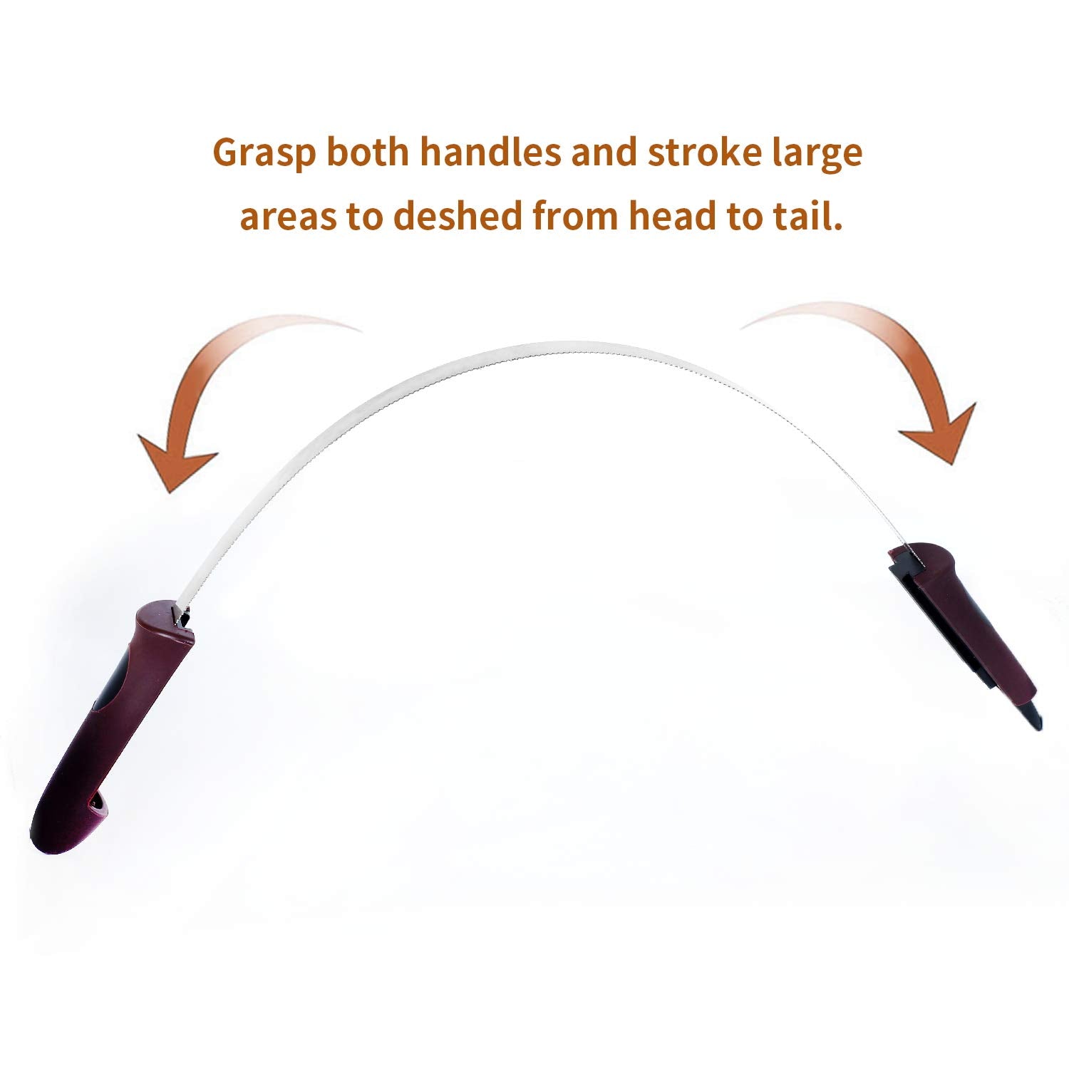 BOTH WINNERS shedding blade coarse and fine edges in action for versatile coat care.