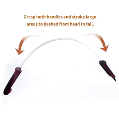 BOTH WINNERS shedding blade coarse and fine edges in action for versatile coat care.