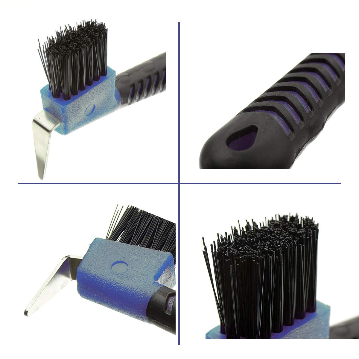 BOTH WINNERS royal blue hoof pick showing steel reinforced hook for durability