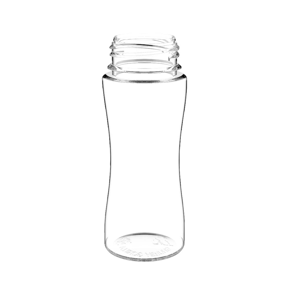 Bottles Chubby Gorilla 120ml unicorn clear bottle closeup, shows durable PET construction.