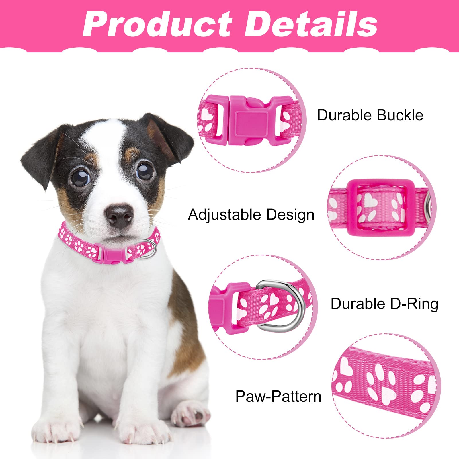 BOUMUSOE puppy collars soft-nylon texture emphasizes gentle wear for sensitive puppies.