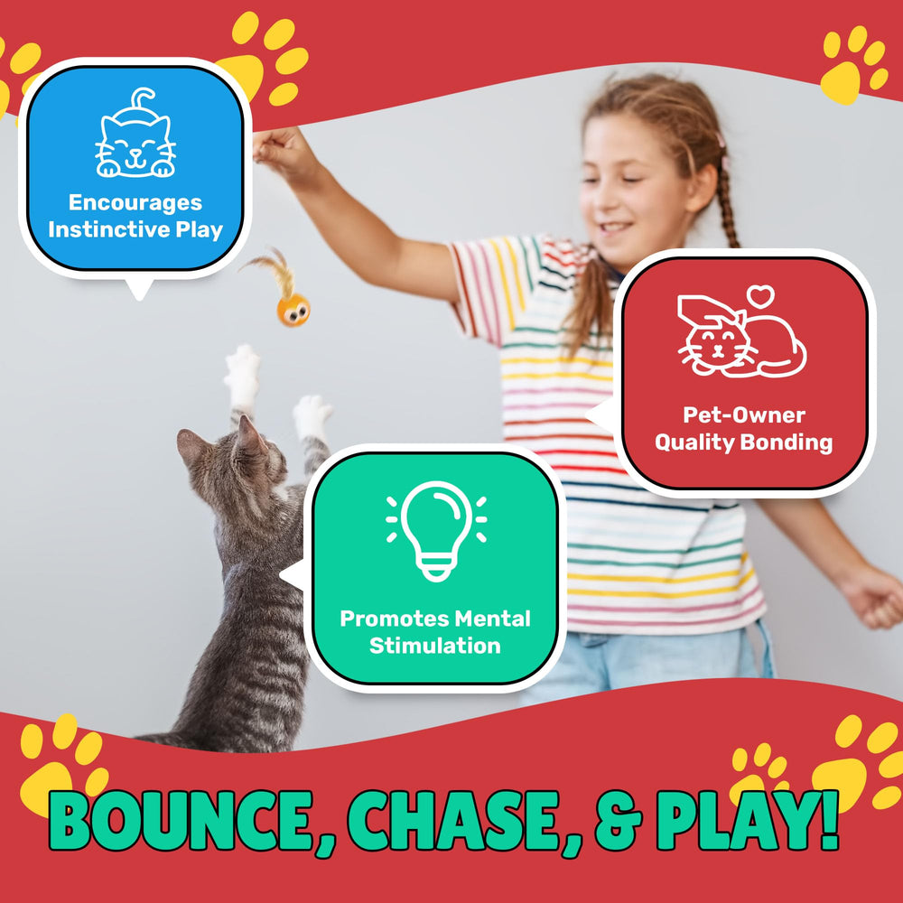 Bouncy Tails cat ball toy interactive play invites bonding during play sessions.