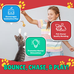 Bouncy Tails cat ball toy interactive play invites bonding during play sessions.