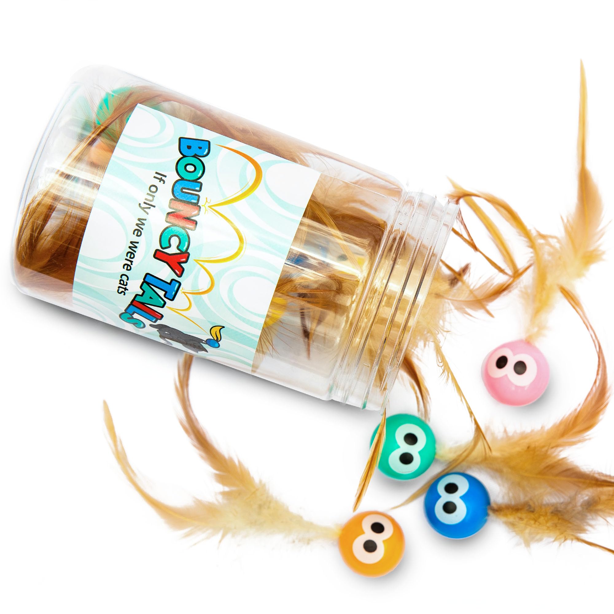 Bouncy Tails cat ball toy safe materials emphasize durable, pet safe play.
