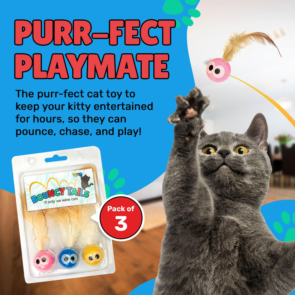 Bouncy Tails cat ball toy shows unpredictable movement to keep indoor cats engaged.