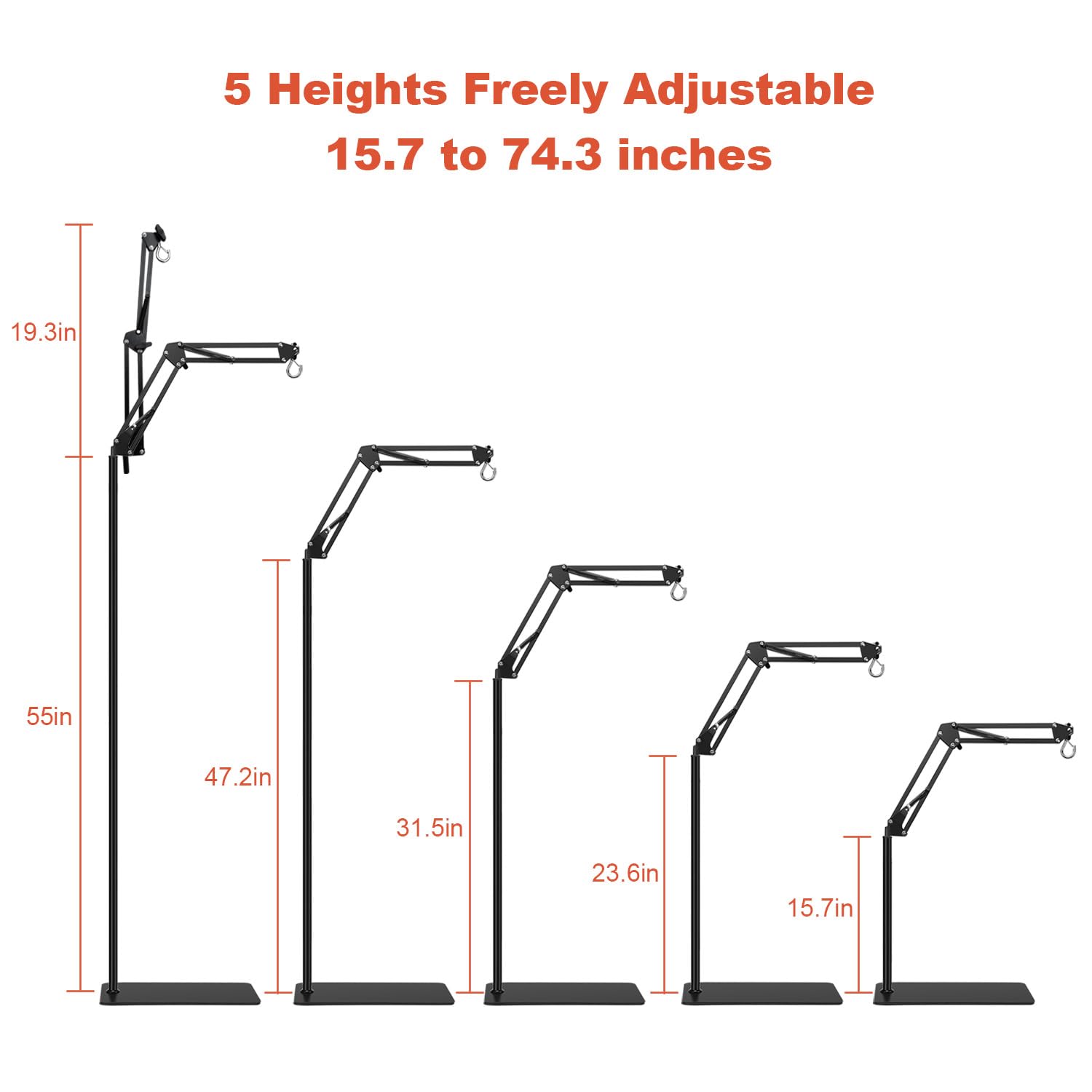 BOURDSERK reptile lamp stand with 360-degree cantilever for flexible lamp aiming