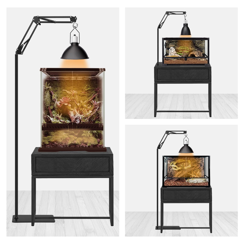BOURDSERK reptile lamp stand on anti-slip floor base for stable setups