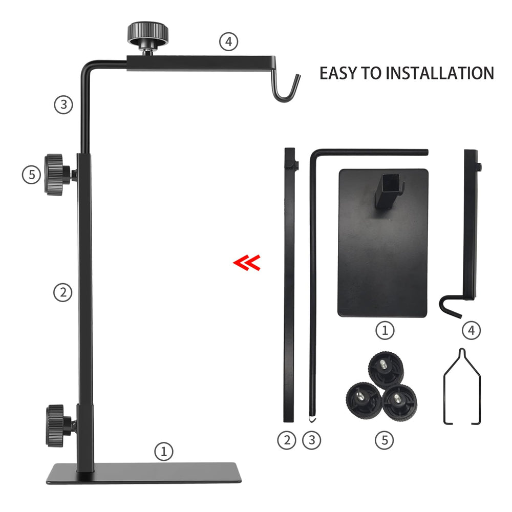 BOURDSERK Reptile Lamp Stand all-metal construction for durability.