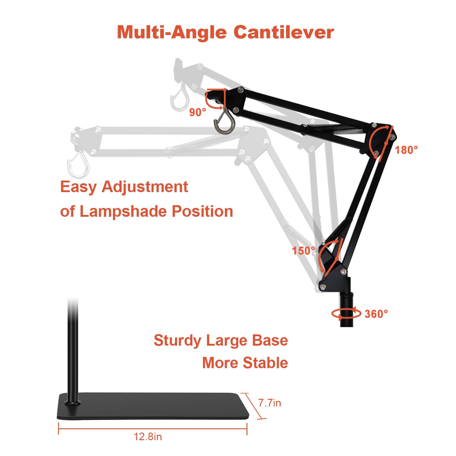 BOURDSERK reptile lamp stand shows sturdy all-metal construction