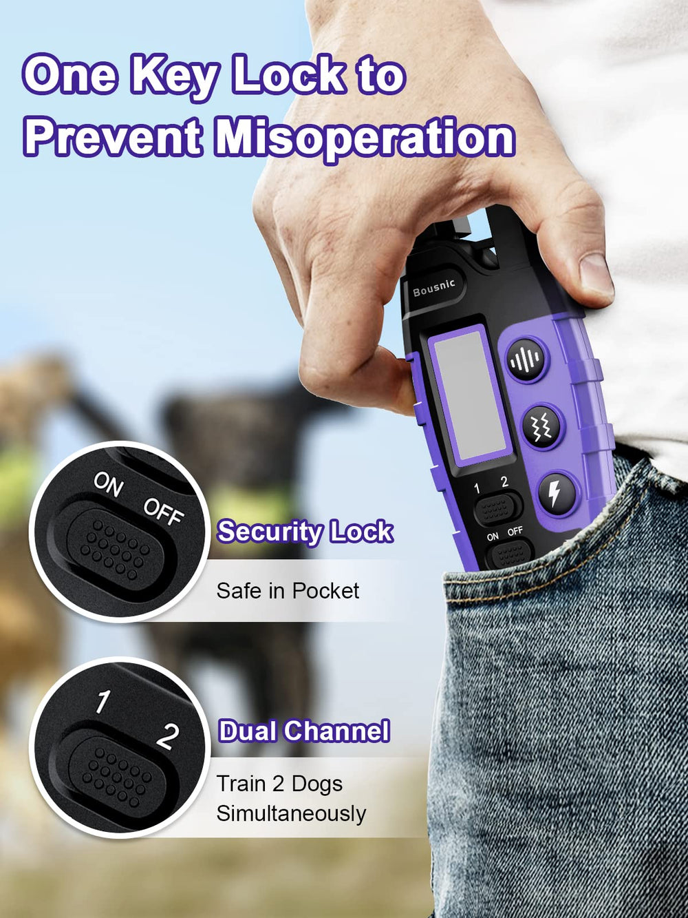 BOUSNIC compact receiver fits comfortably on dogs of all sizes.