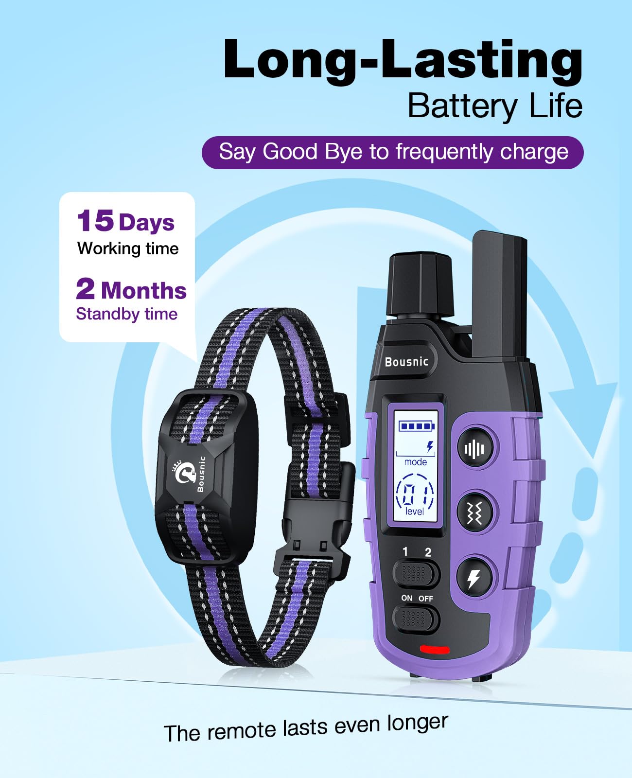 BOUSNIC long-battery life remote and receiver for weekend training.