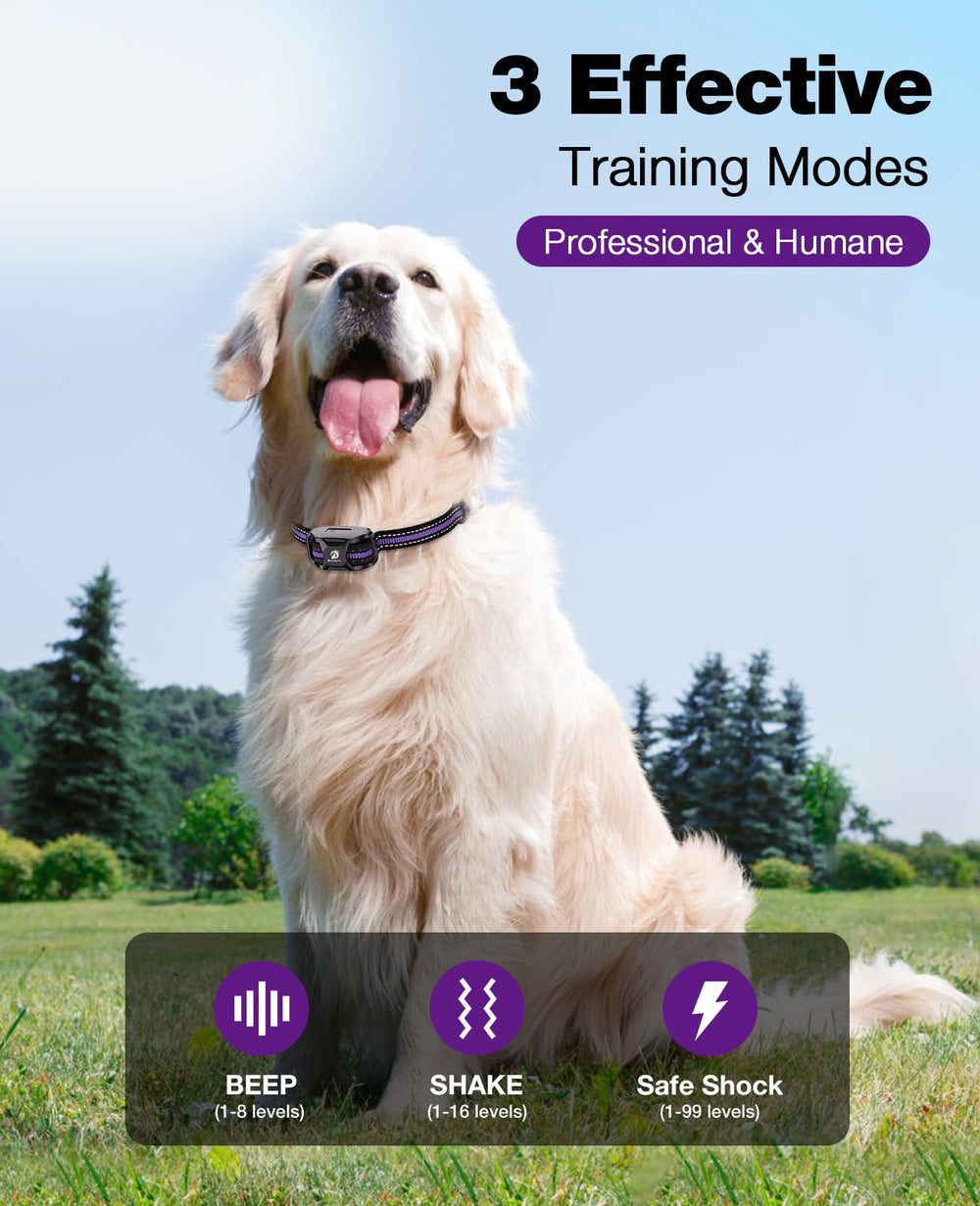 BOUSNIC dog training collar displays beep vibration and shock modes for varied cues.