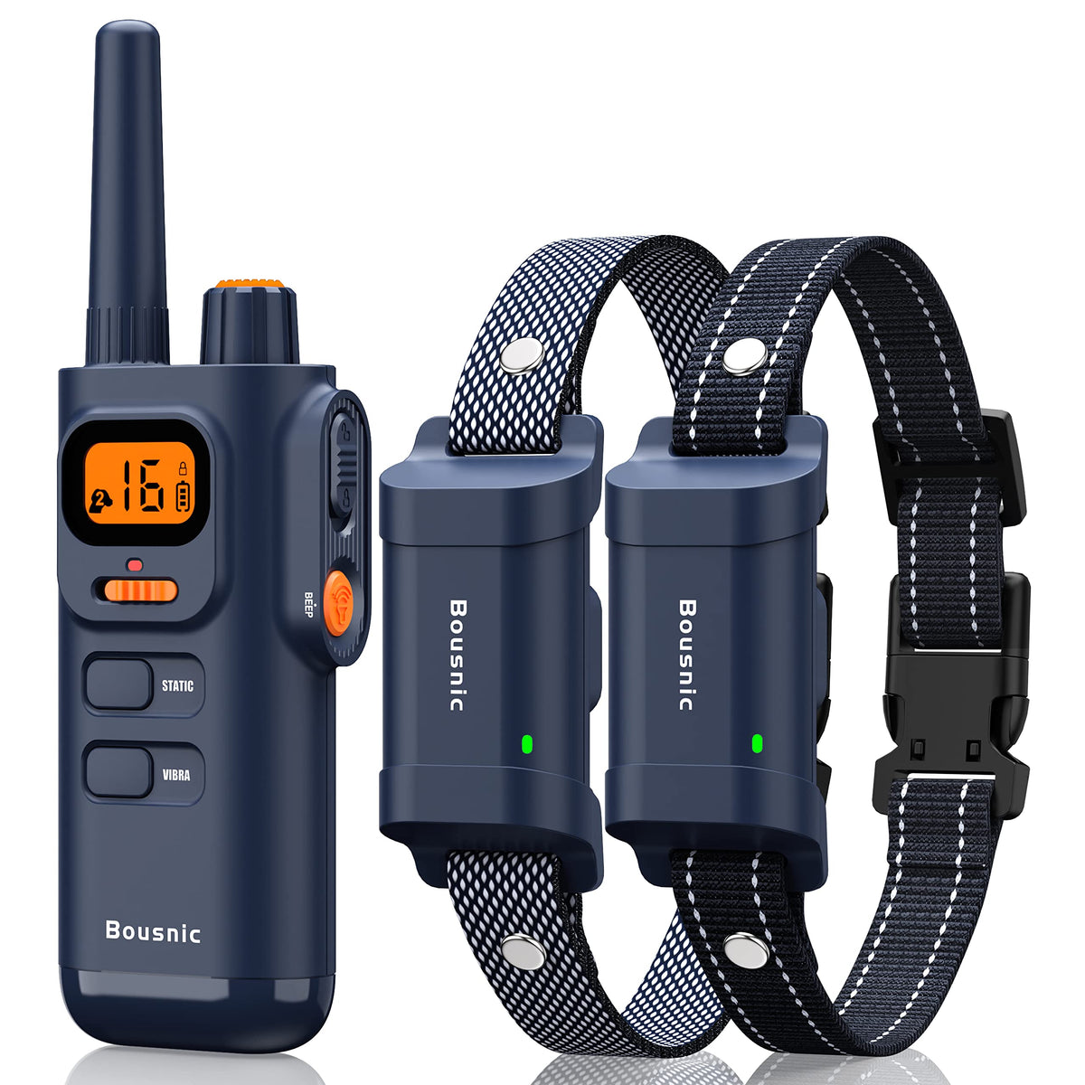 Bousnic dog training collar remote enables quick, confident command delivery.