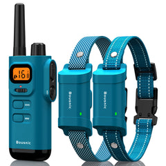 BOUSNIC dog training collar remote demonstrates long-range control for outdoor training