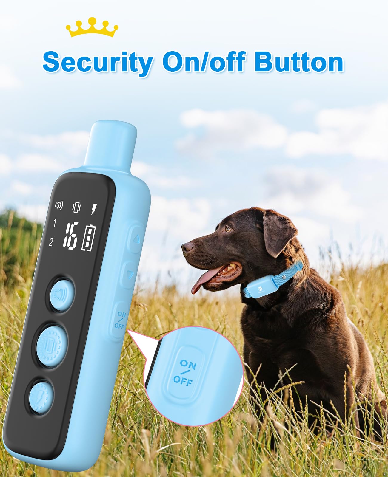 BOUSNIC dual-channel remote enables two-dog training sessions.