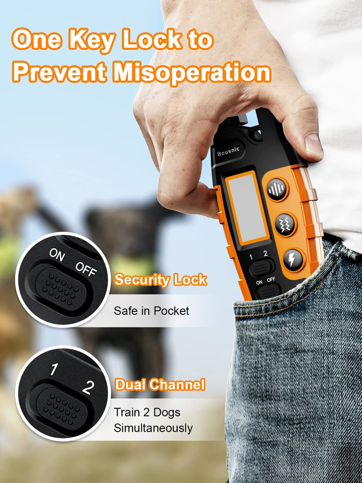 BOUSNIC fast-charging collar with long battery life for outdoor sessions