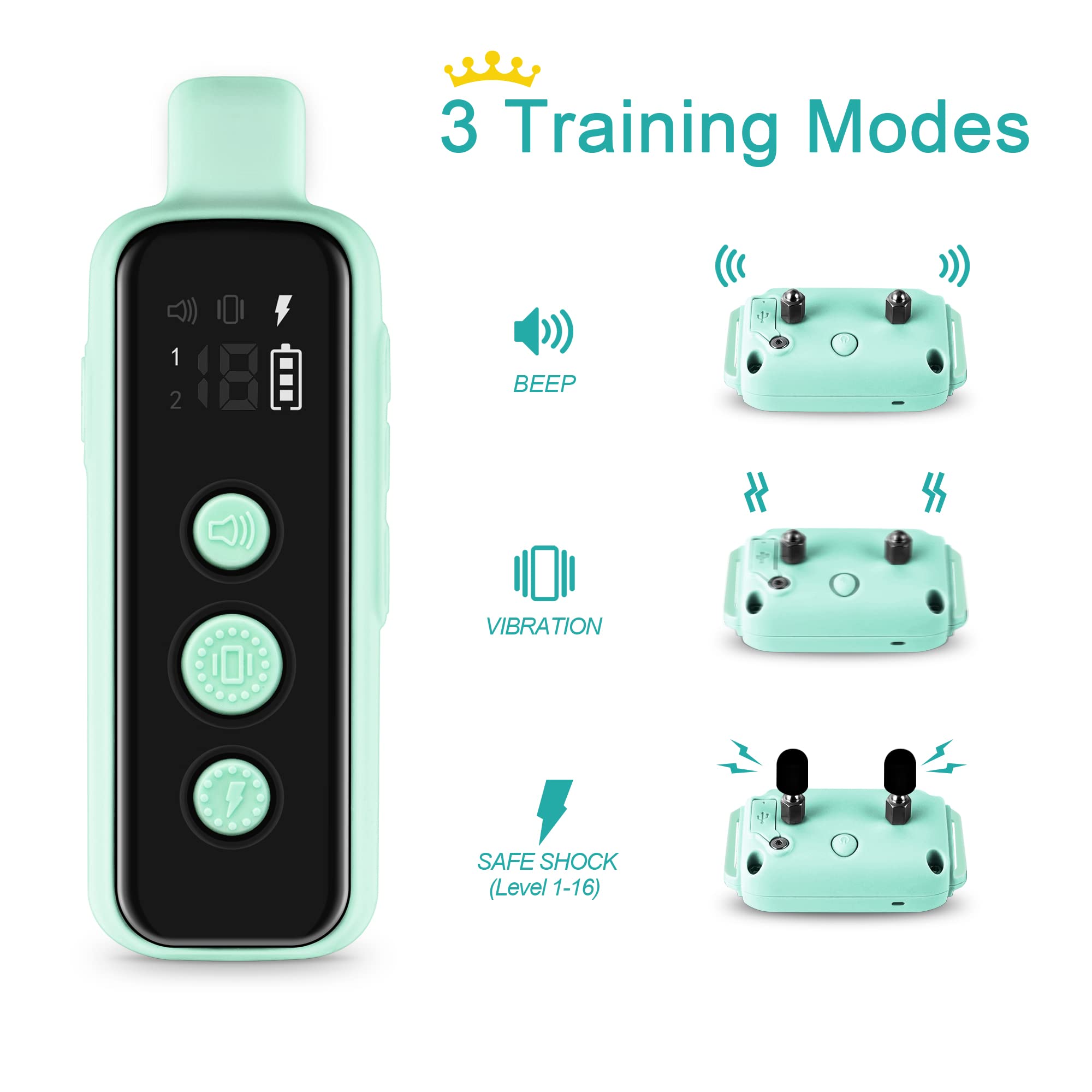 Bousnic shock collar green remote enables training up to 1000ft.