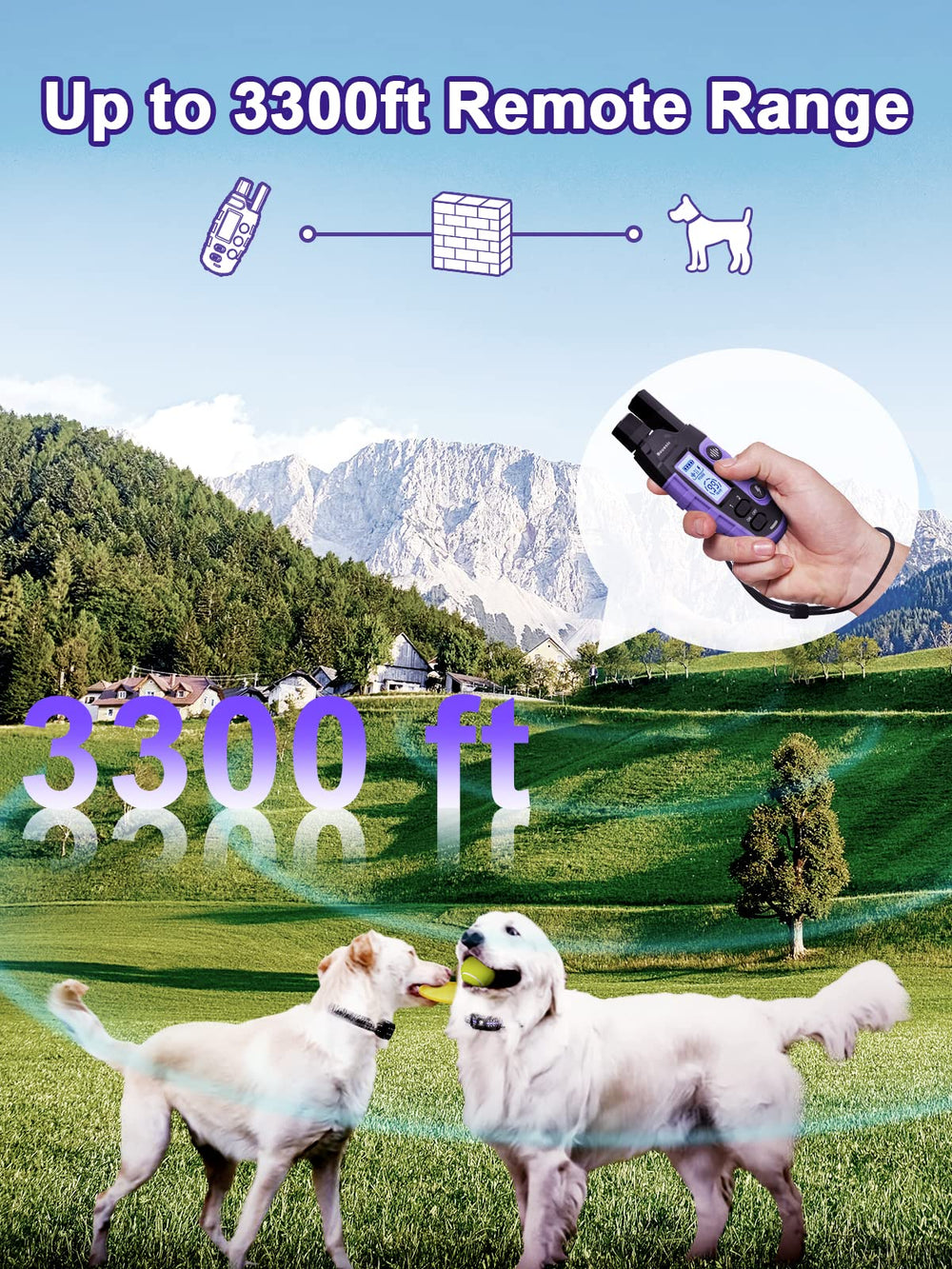 BOUSNIC training collar shows Beep, Vibration, and Safe Shock modes for responsive training.
