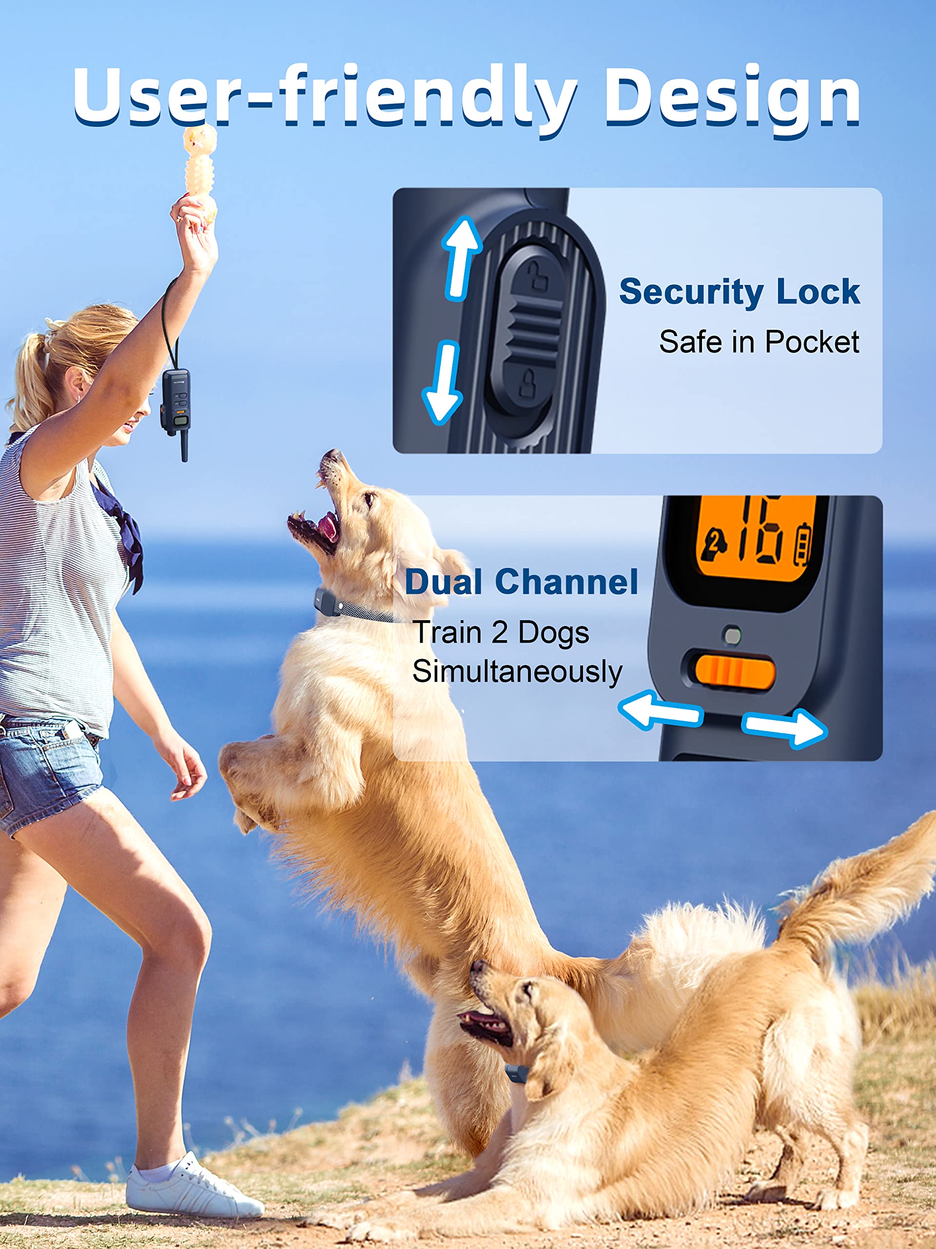 Bousnic training collar with independent mode buttons for blind operation.