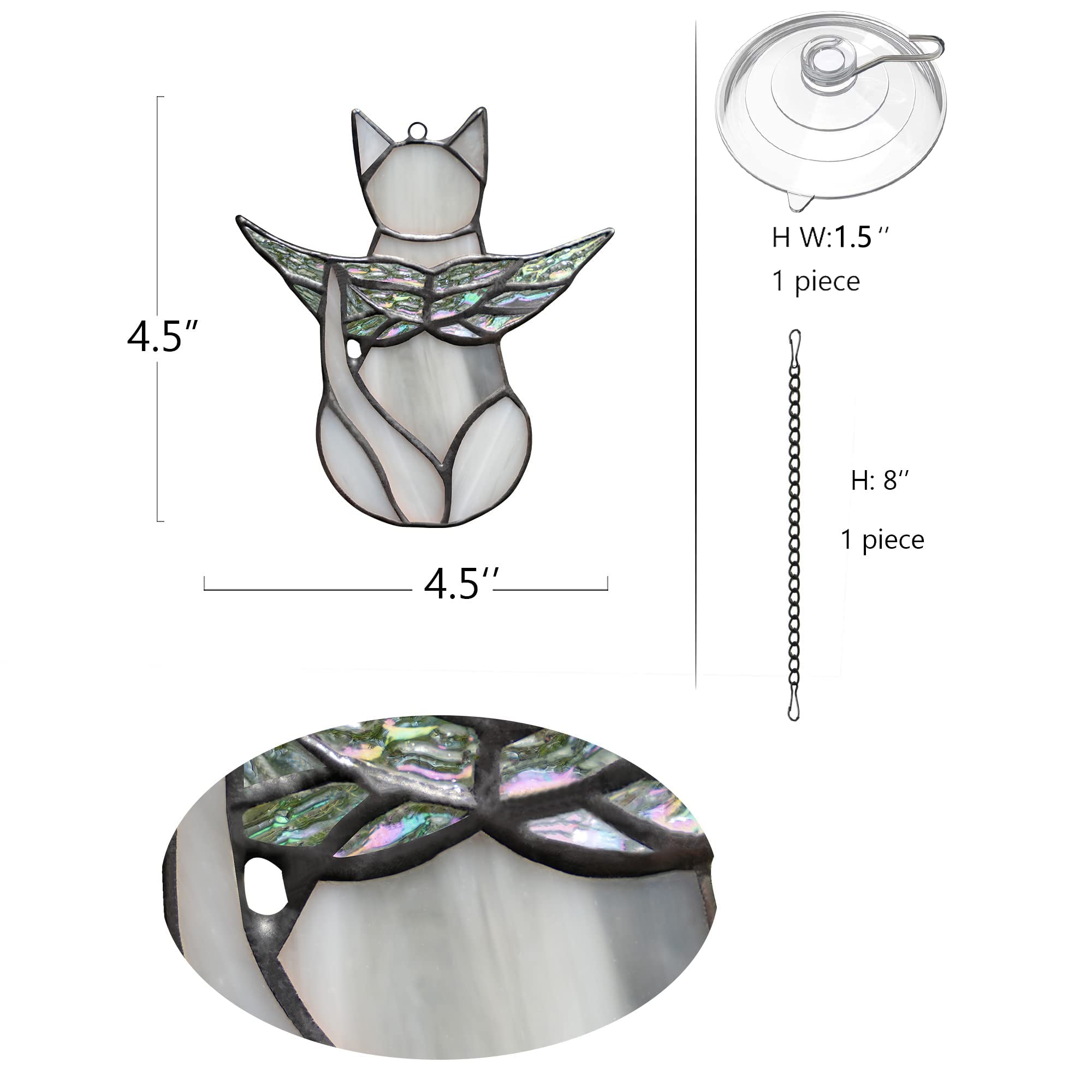 BOXCASA stained-glass cat memorial window hanging brightens a room