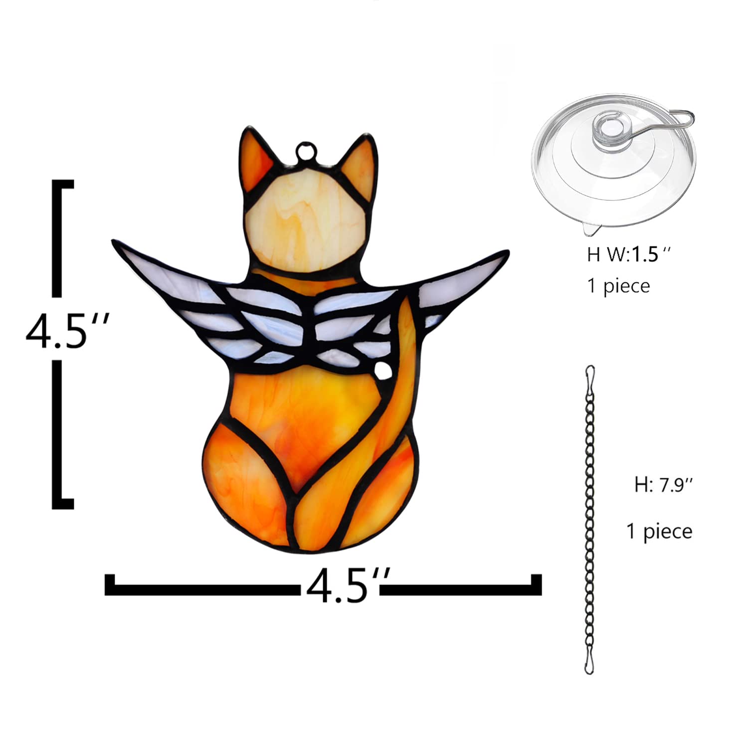BOXCASA stained glass cat suncatcher with vibrant colors