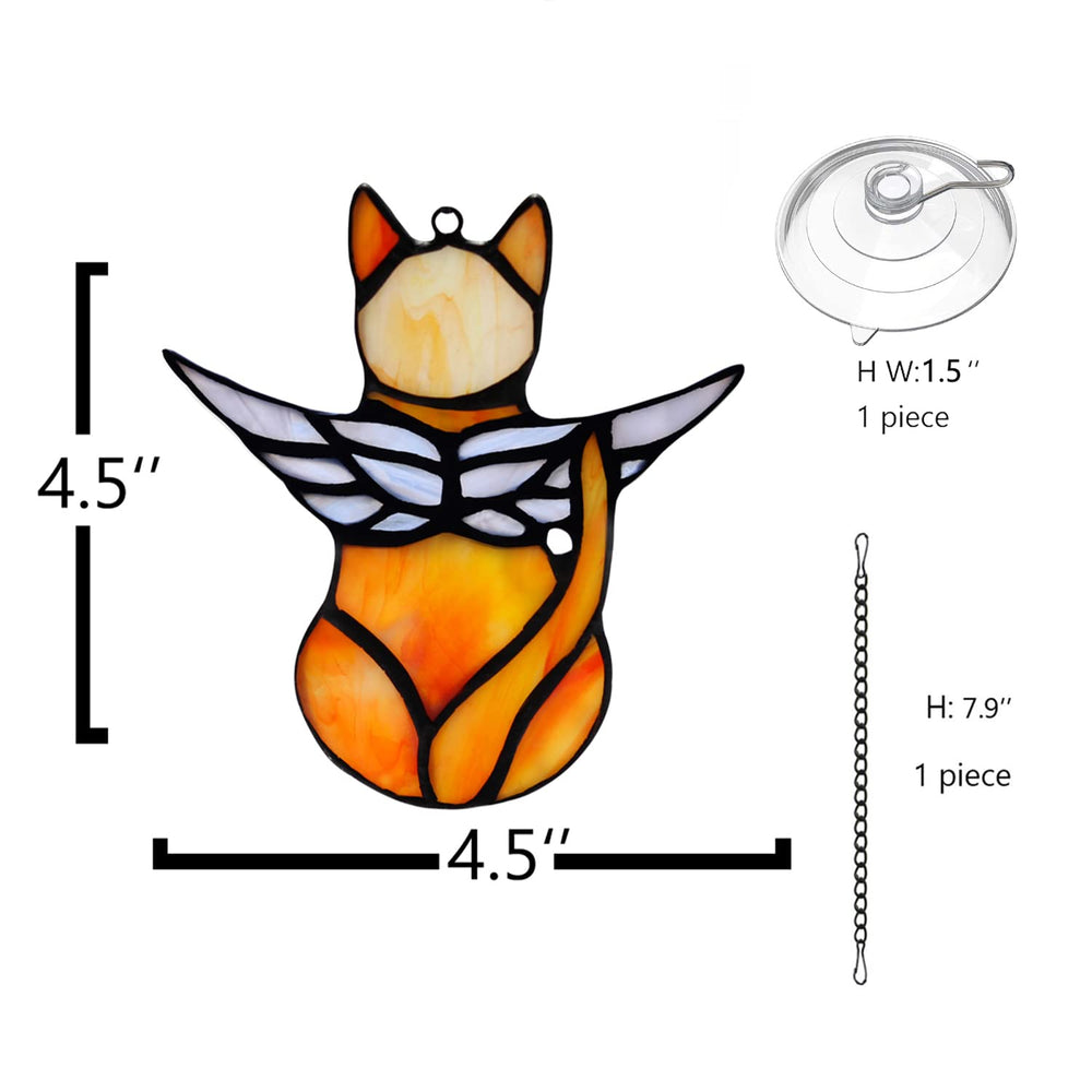 BOXCASA stained glass cat suncatcher with vibrant colors