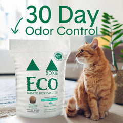Boxiecat Eco Farm to Box litter bag shows lightweight packaging for easy storage.