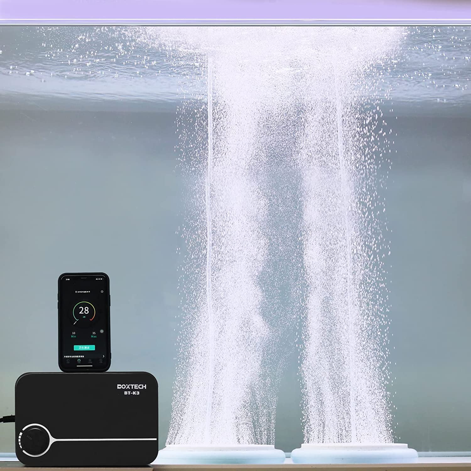 Boxtech aquarium air pump dual outlet close-up highlighting versatile aeration options