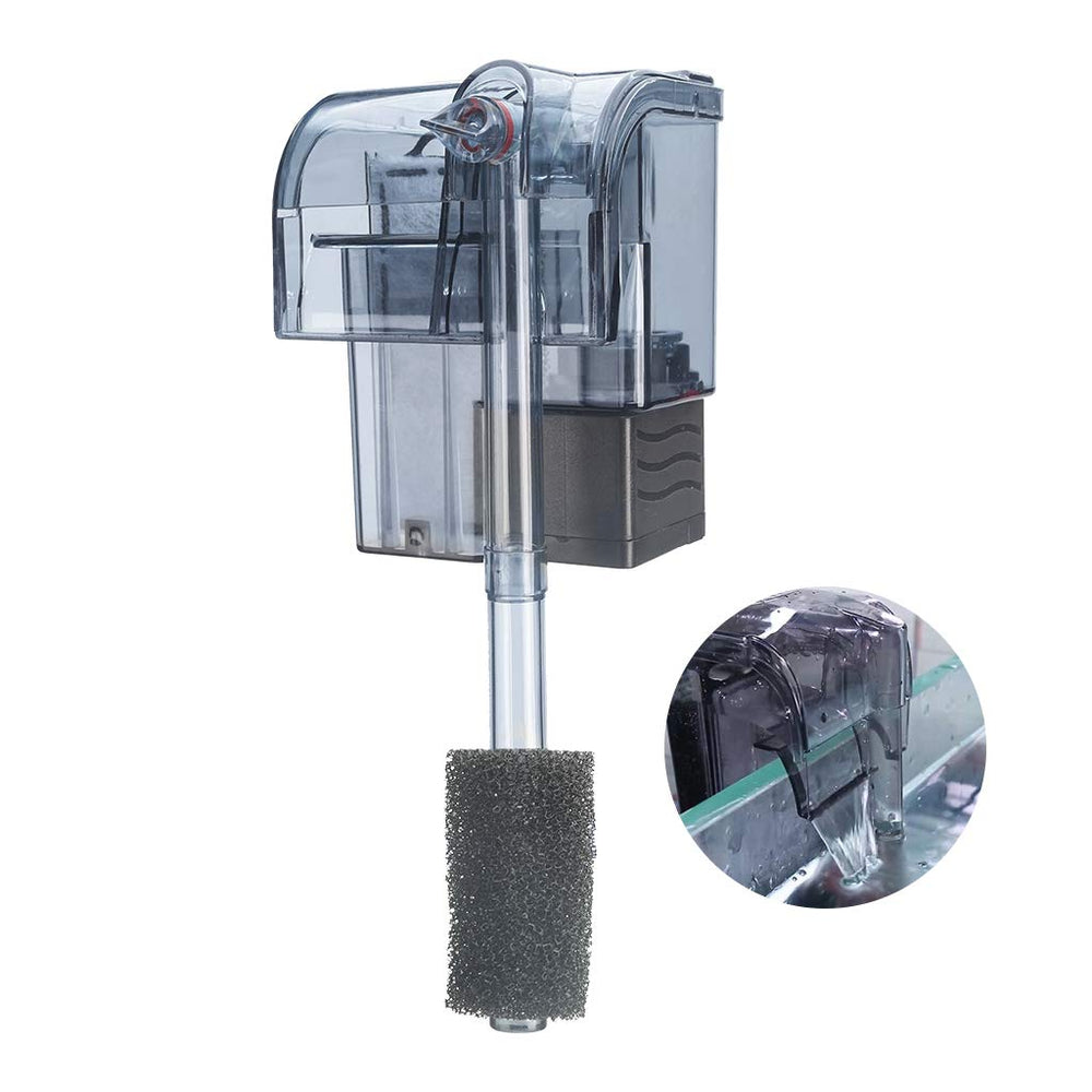 Boxtech aquarium hang-on filter front view with compact, quiet filtration for small tanks.