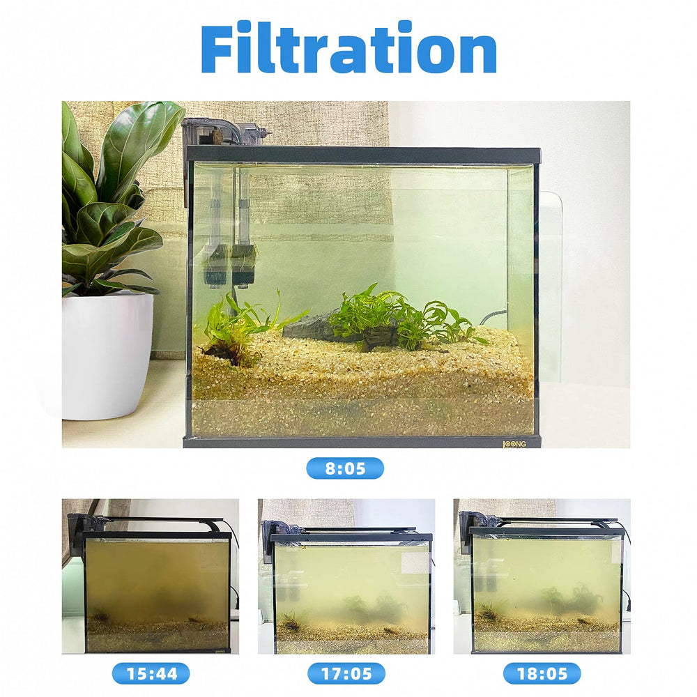Boxtech hang-on filter installation parts showing easy setup for 5-10 gallon tanks.
