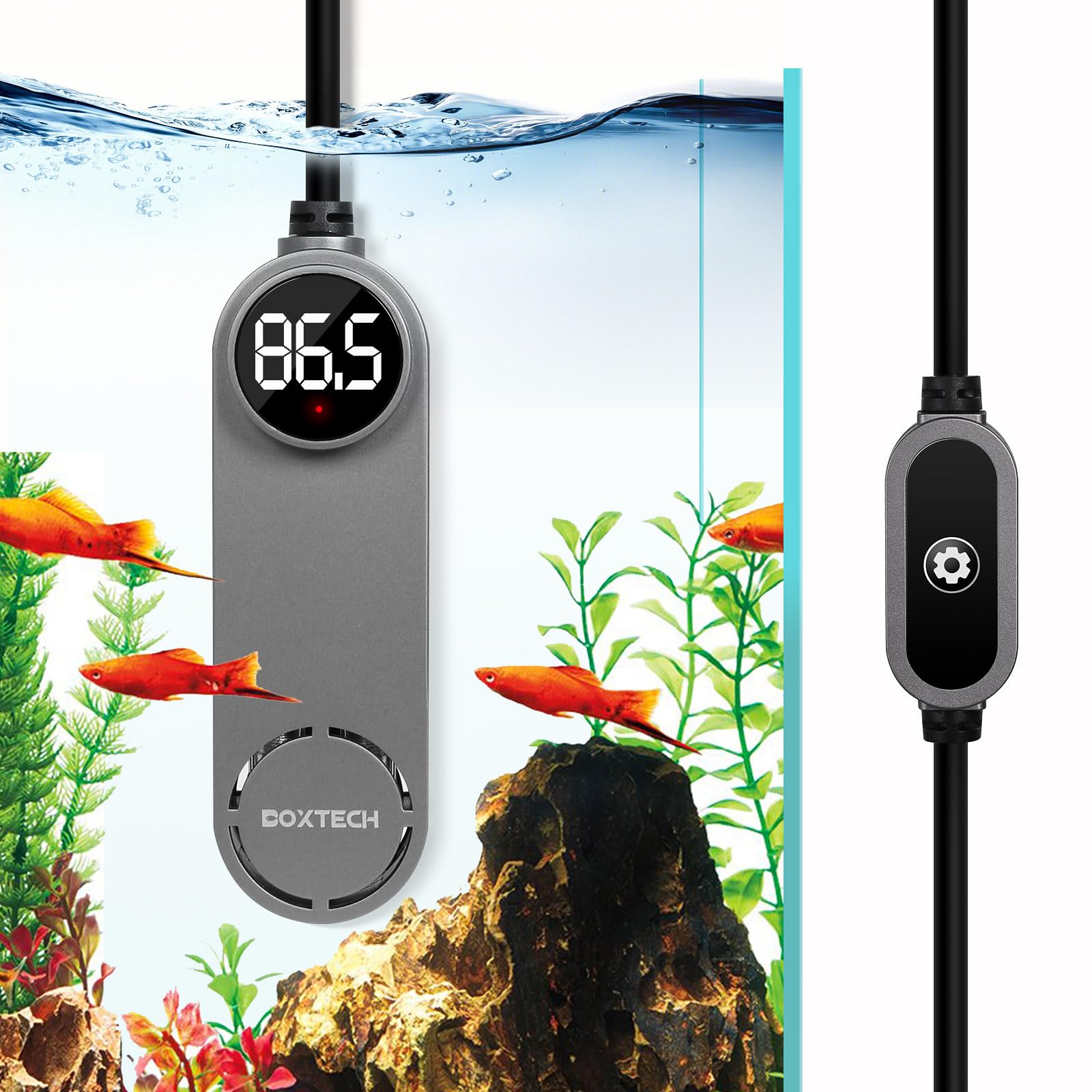 Boxtech small fish tank heater with compact design for 3-12 gallon tanks delivers stable warmth.