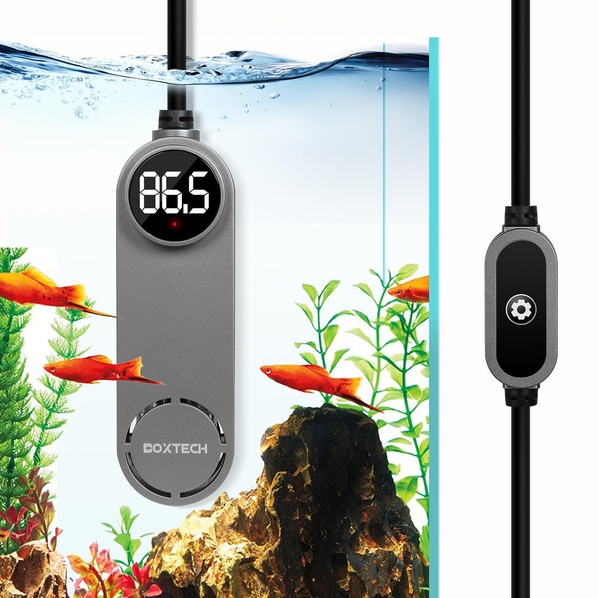 Boxtech small fish tank heater with compact design for 3-12 gallon tanks delivers stable warmth.
