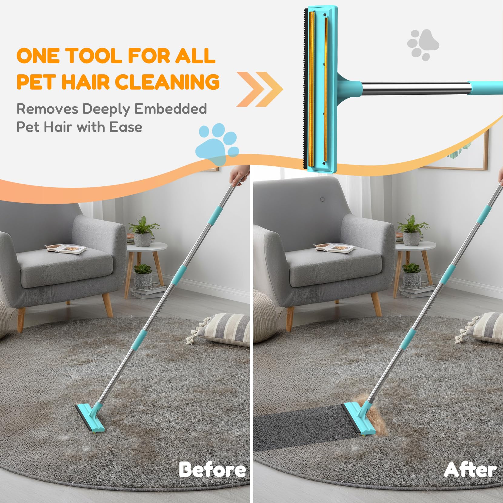 BoxZone adjustable 53-inch handle enables comfortable standing cleaning.