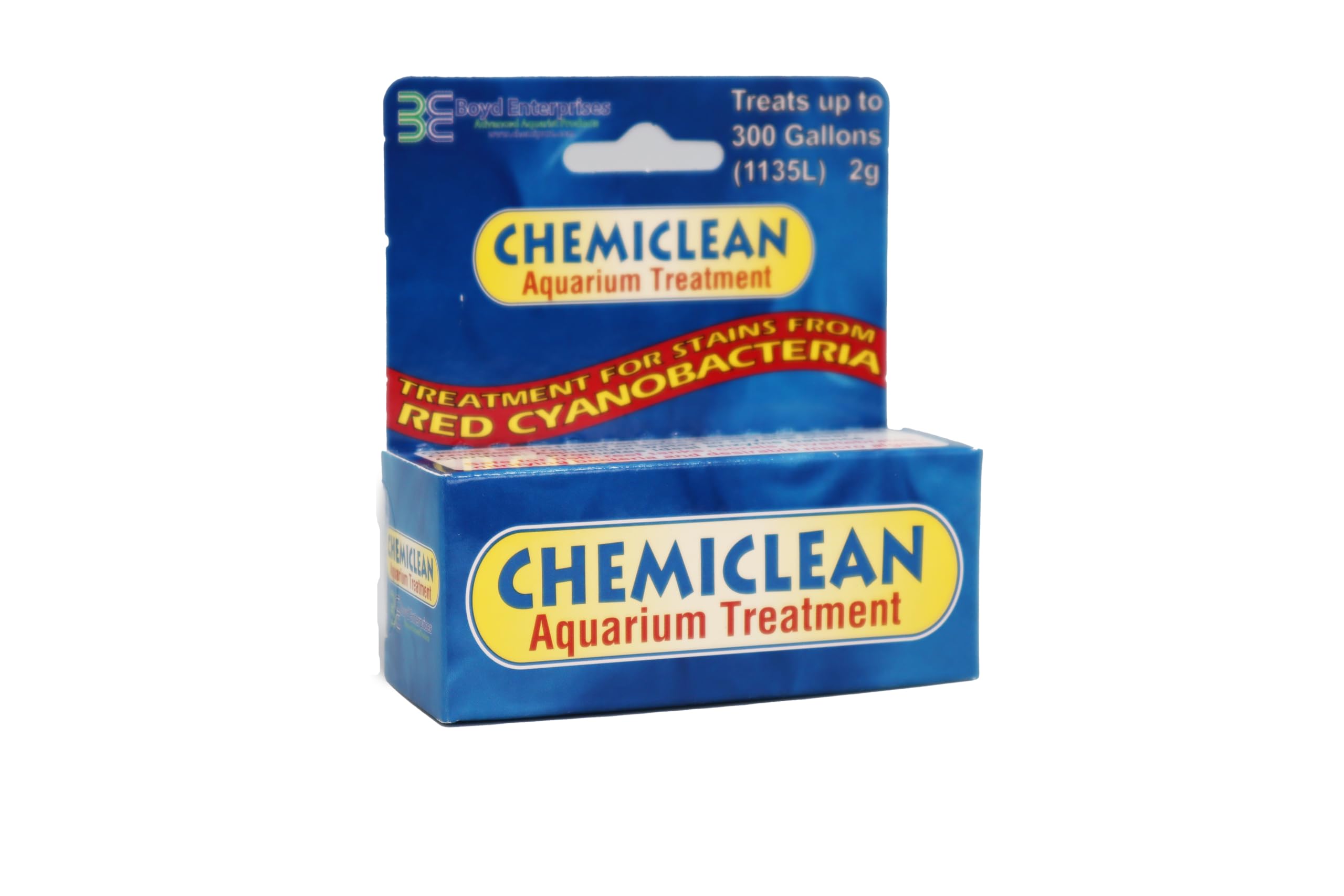 Boyd Chemiclean 2g bottle pour enables easy dosing for cyanobacteria cleanup.