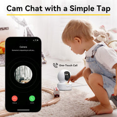 BoyKeep Indoor Camera demonstrates 360° pan and tilt for full room coverage.