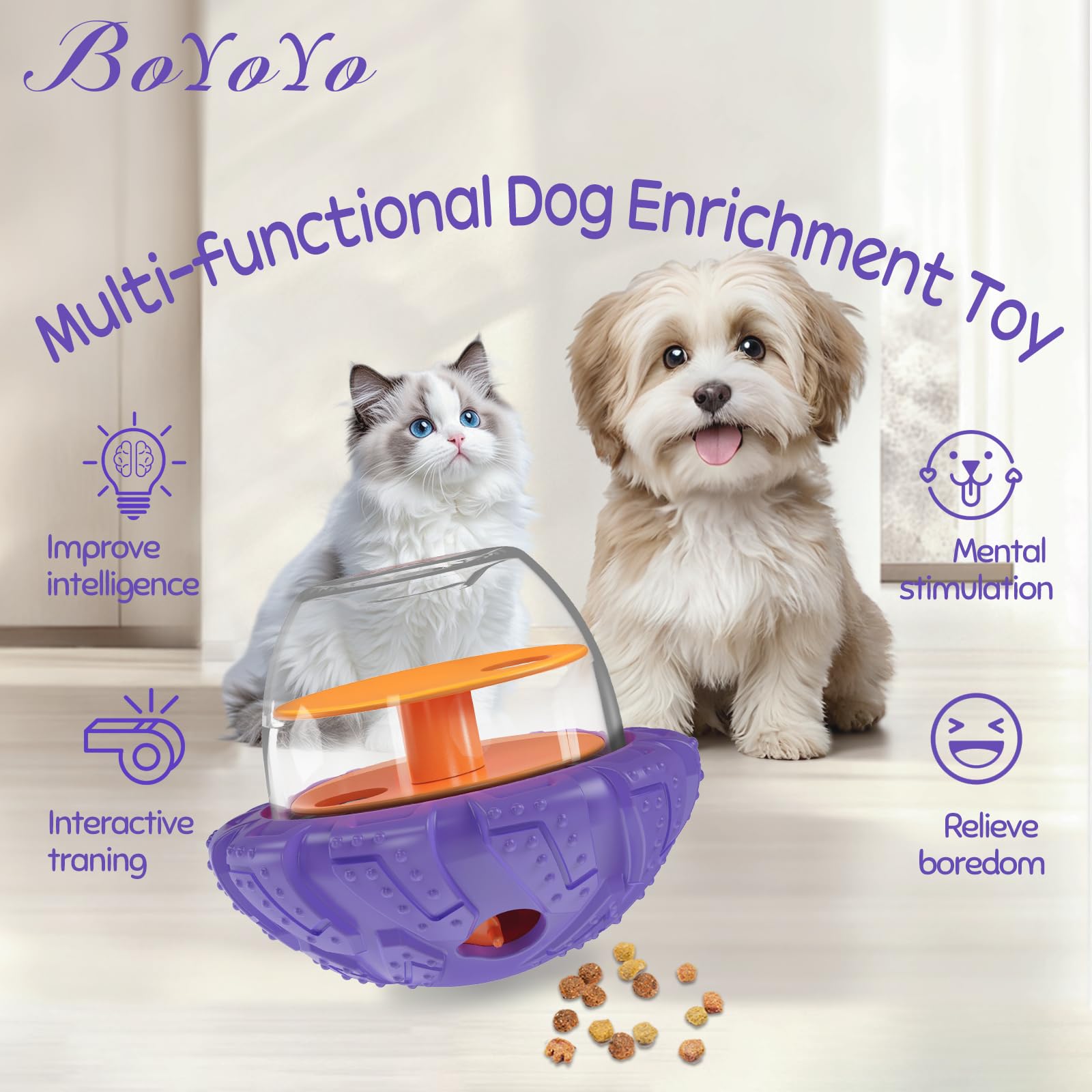 BoYoYo puzzle toy spiral inside demonstrates slow-feeder action extending meals