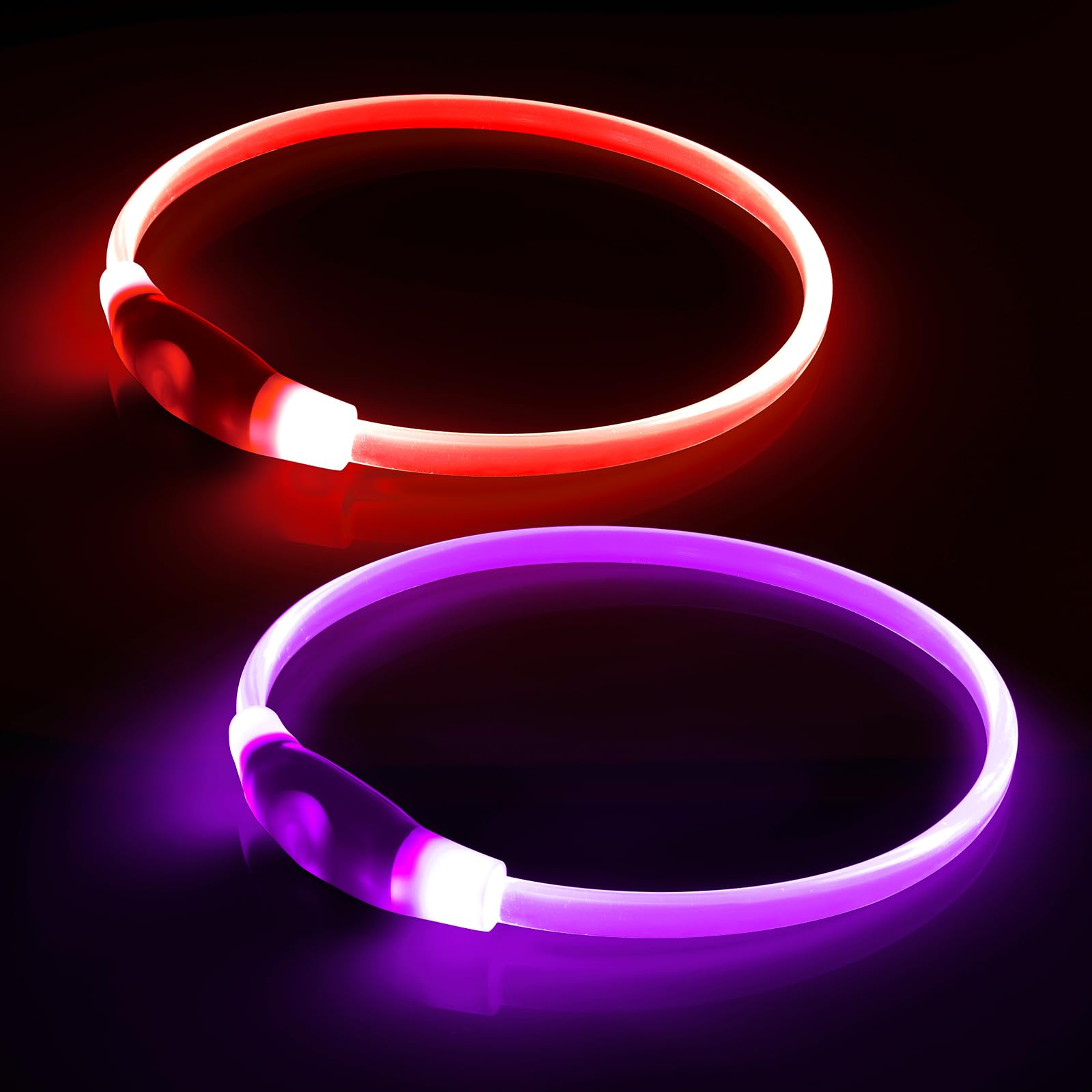 BPawser LED dog collar pink on boosts nighttime visibility for safe night walks.