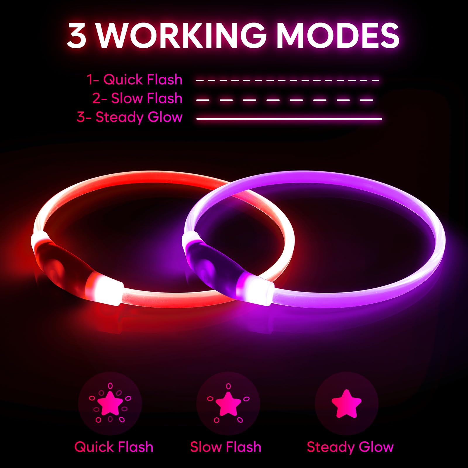 BPawser LED dog collar USB charging highlights quick recharging between adventures.