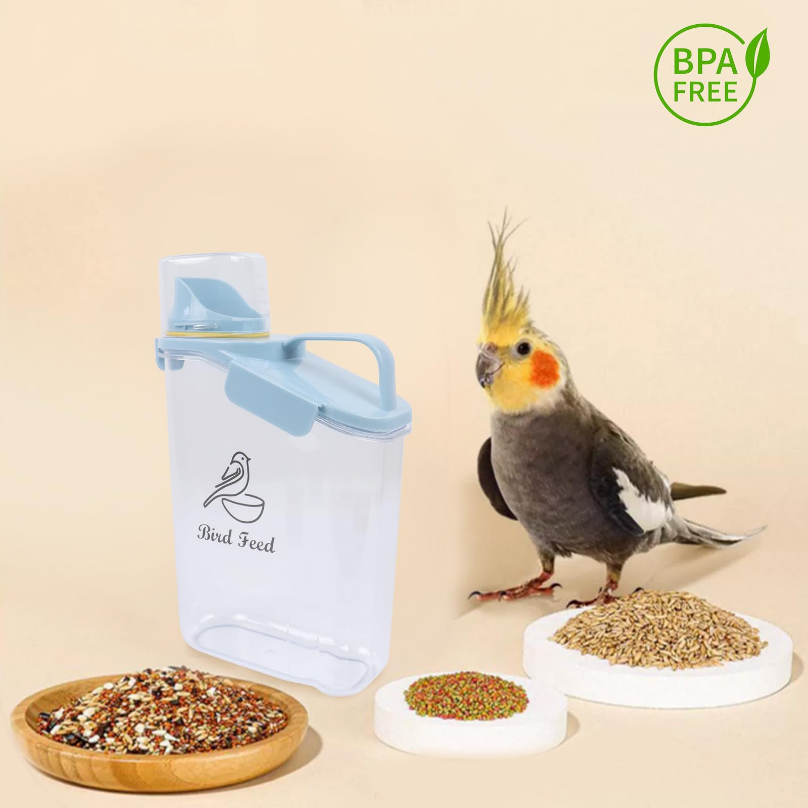 Brabtod bird seed container airtight lid blocks moisture and dust
