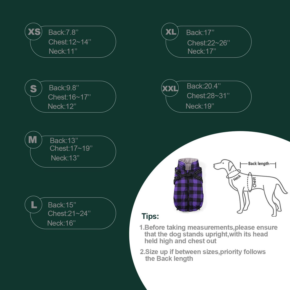 Brabtod dog coat size chart and measurement guide