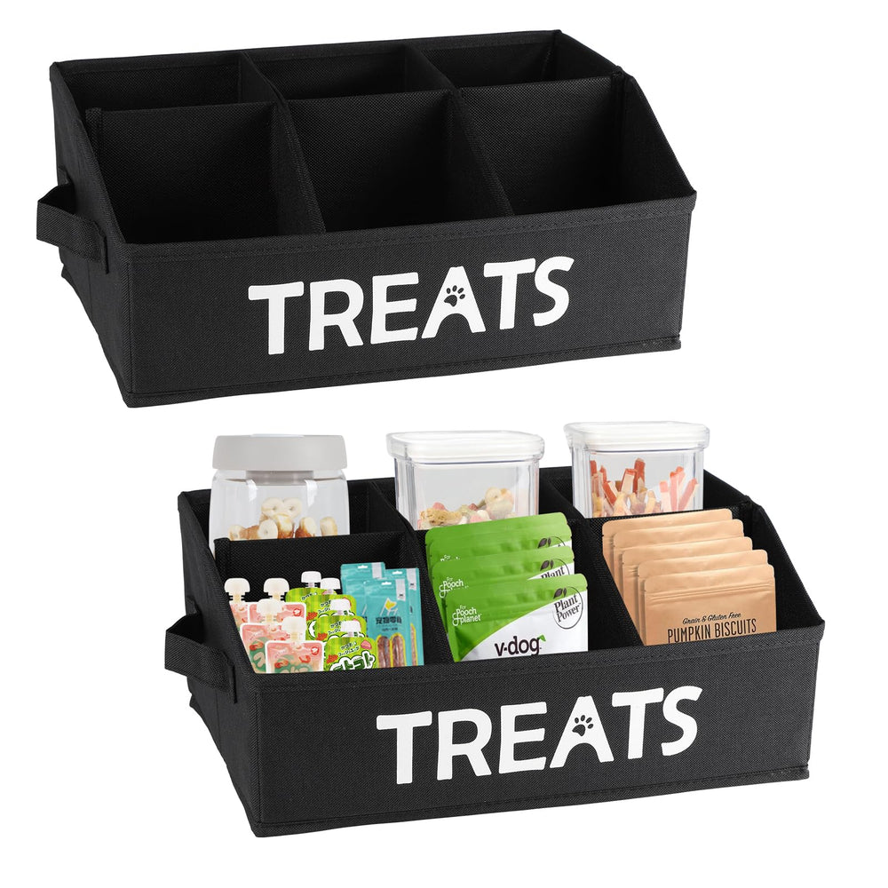 Brabtod 2-pack dog storage bin front view shows durable linen fabric for treats