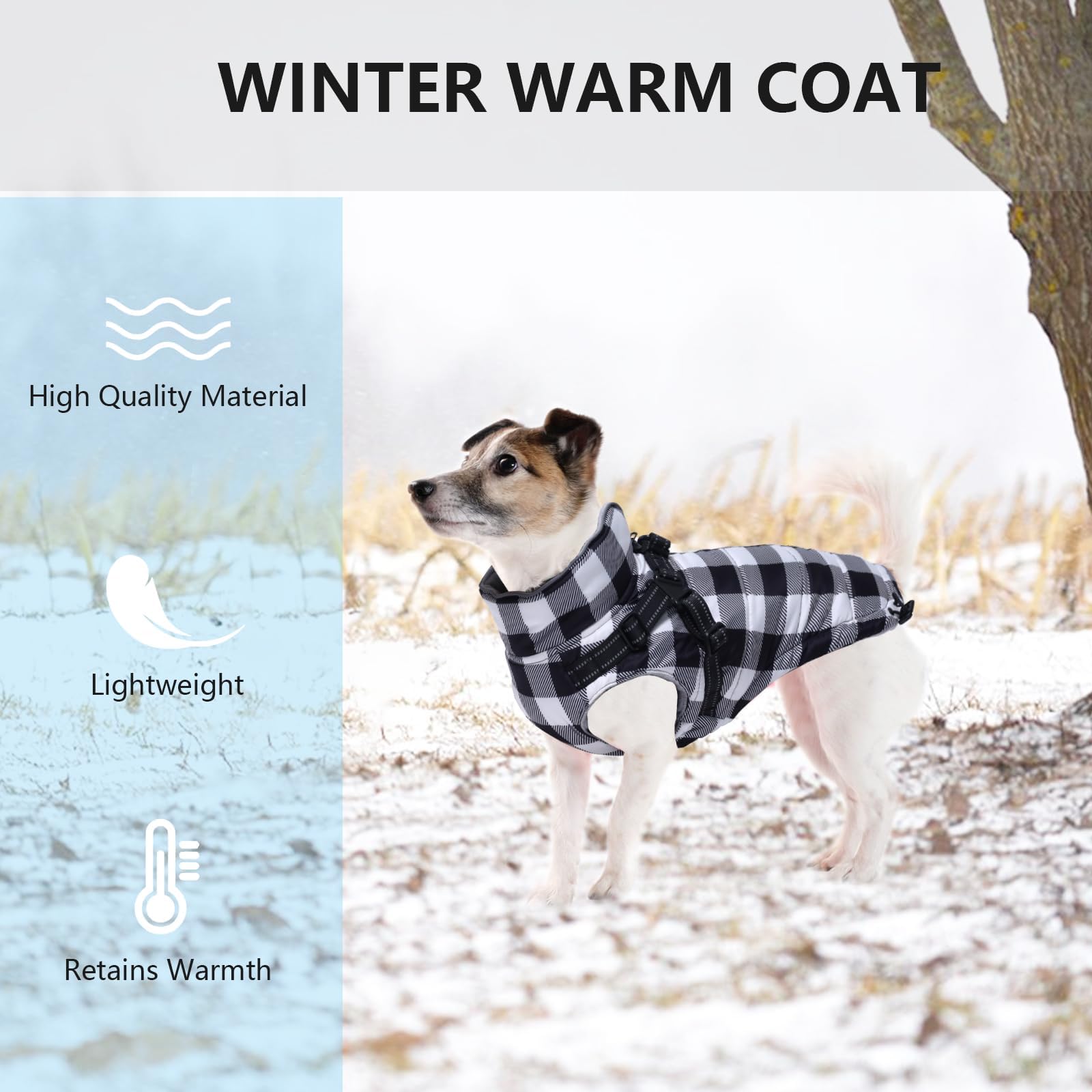 Brabtod dog winter jacket with built in harness for easy control