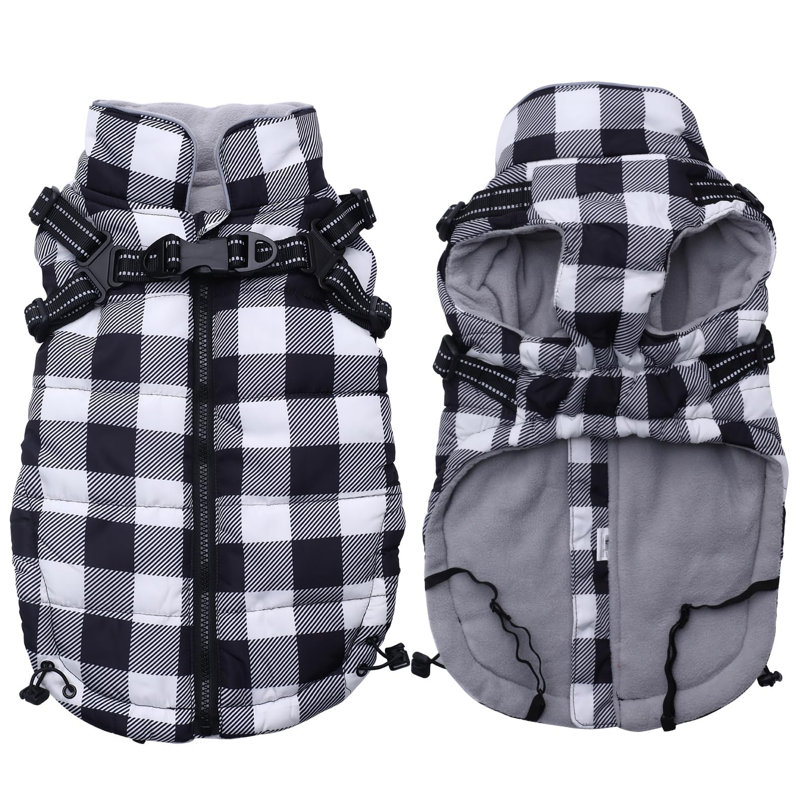 Brabtod dog winter jacket plaid waterproof fabric protects against rain