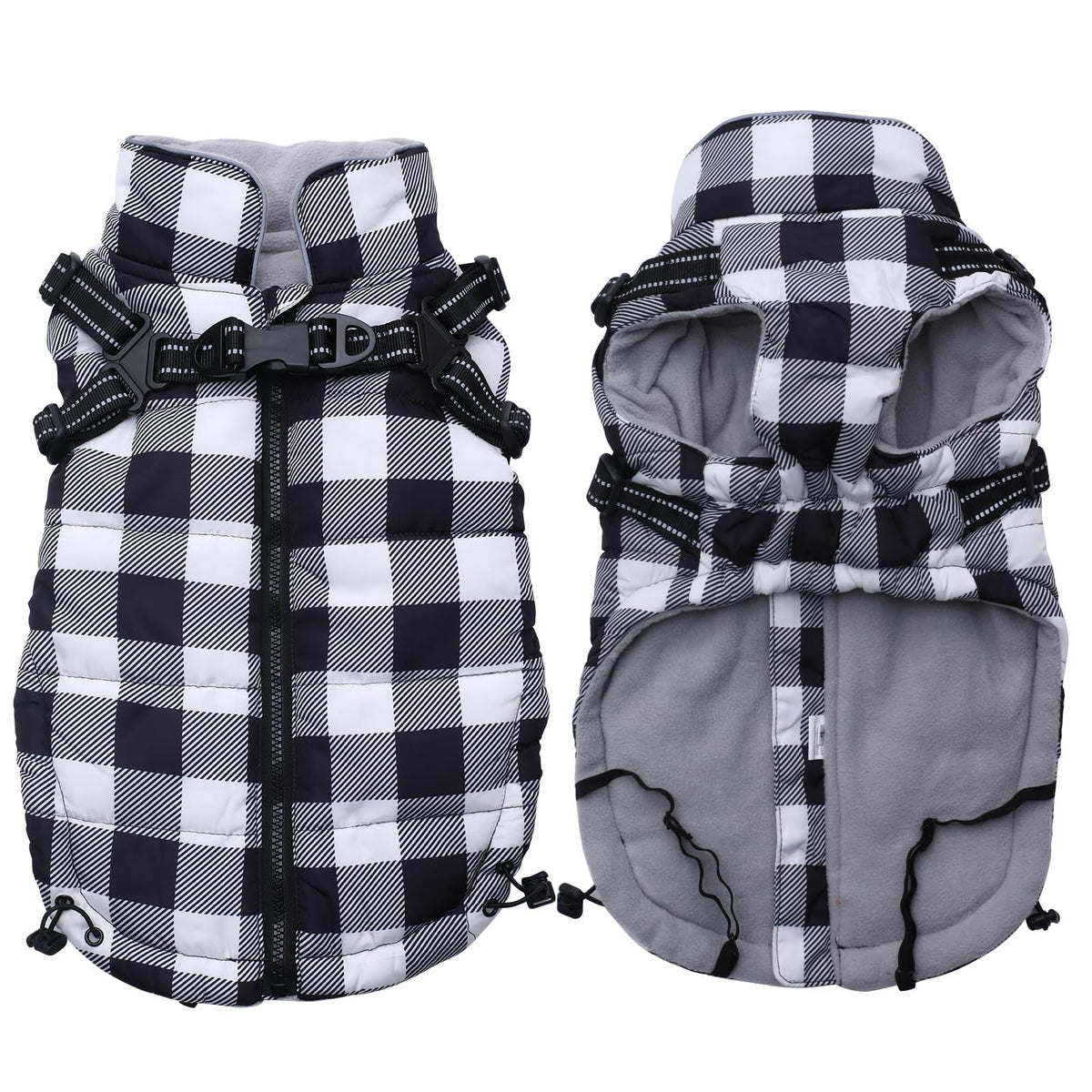 Brabtod dog winter jacket plaid waterproof fabric protects against rain