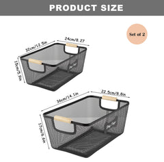 Brabtod metal basket with wooden handles keeps dog gear organized.